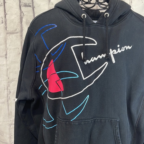 Champion Reverse Weave Hoodie Sweatshirt Vintage Embroidered Spellout - Picture 2 of 14